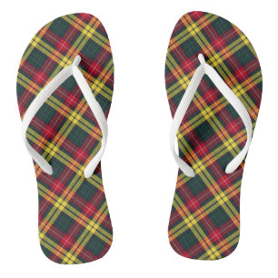 Clan Buchanan Tartan Rot, Gelb und Grün Kariert Badesandalen