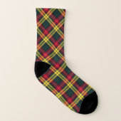 Clan Buchanan Tartan Rot, Gelb und Grün Kariert Socken (Rechts - Außen)