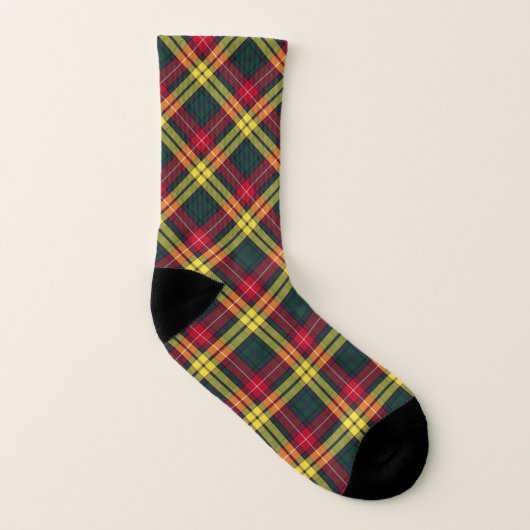 Clan Buchanan Tartan Rot, Gelb und Grün Kariert Socken (Links - Innen)