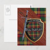 Clan Buchanan Tartan Sword & Shield Postkarte (Vorne/Hinten)