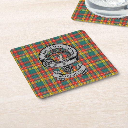 Clan Buchanan Tartan & Wappen Rechteckiger Pappuntersetzer (angewinkelt)