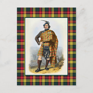 Clan Buchanan Vintage-Illustration Tartan-Rahmen Postkarte