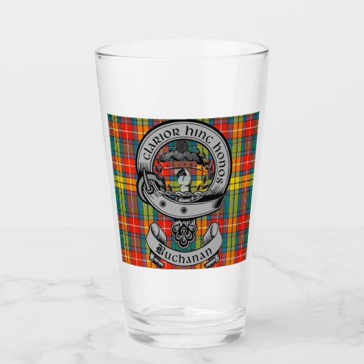 Clan Buchanan Wappen Abzeichen & Tartan Glas (Vorderseite)