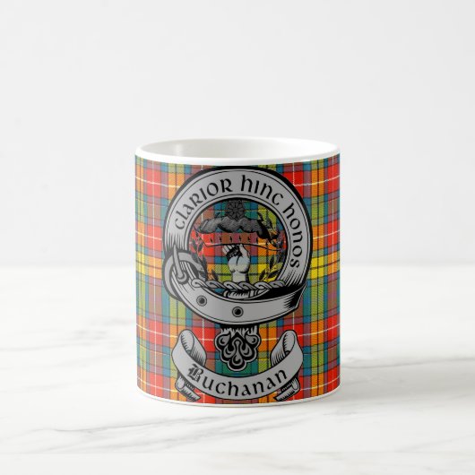 Clan Buchanan Wappen Abzeichen & Tartan Kaffeetasse (Mittel)