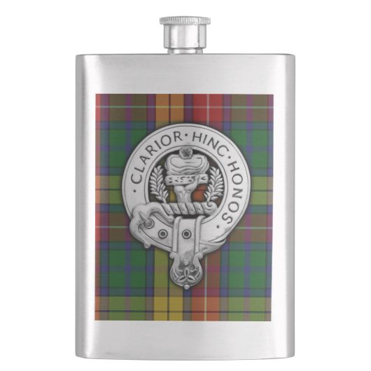 Clan Buchanan Wappen & Tartan Flachmann (Vorderseite)