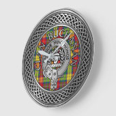 Clan Buchanan Wappen & Tartan Knot Große Wanduhr (Winkel)