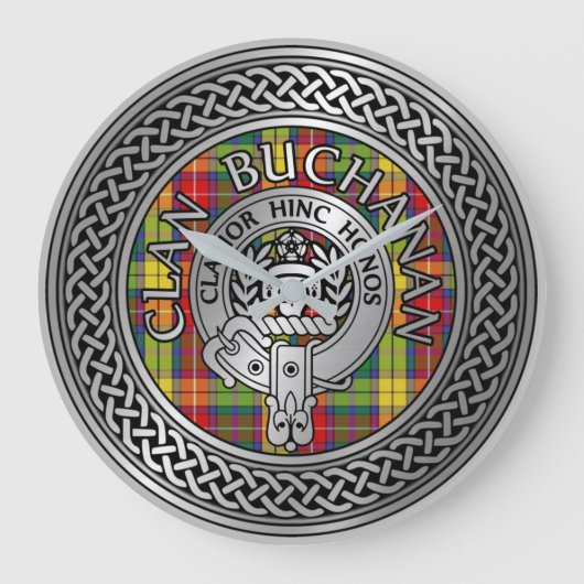 Clan Buchanan Wappen & Tartan Knot Große Wanduhr (Vorderseite)