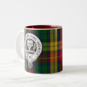 Clan Buchanan Wappen & Tartan Zweifarbige Tasse (Vorderseite Links)