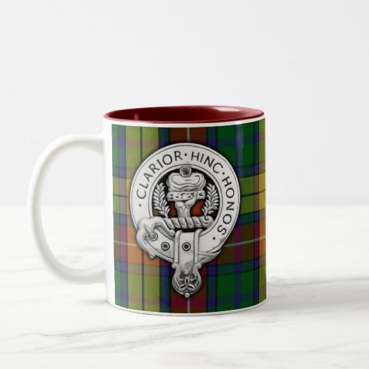 Clan Buchanan Wappen & Tartan Zweifarbige Tasse (Links)