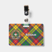 Clan Buchanan Wappen über Tartan Ausweis (Vorderseite mit Clip)