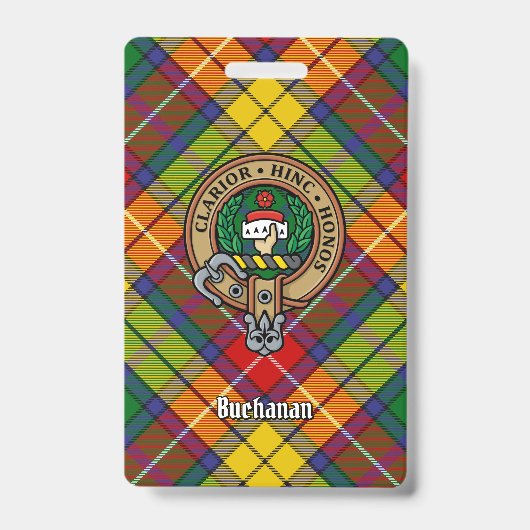 Clan Buchanan Wappen über Tartan Ausweis (Front)
