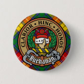 Clan Buchanan Wappen über Tartan Button (Vorderseite)