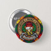Clan Buchanan Wappen über Tartan Button (Vorne & Hinten)