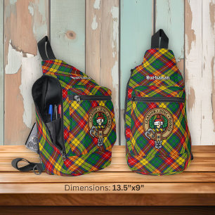 Clan Buchanan-Wappen über Tartan Crossbody Bag