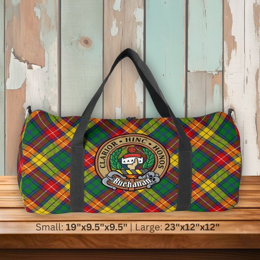 Clan Buchanan Wappen über Tartan Duffle Bag