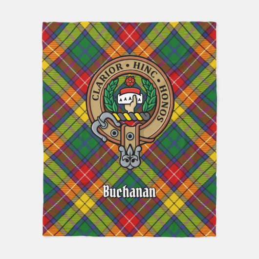 Clan Buchanan Wappen über Tartan Fleecedecke (Vorderseite)