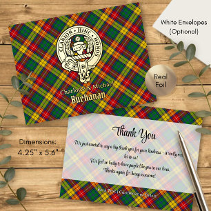 Clan Buchanan Wappen über Tartan Folie Einladungspostkarte