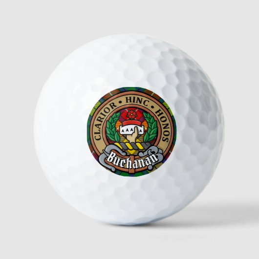 Clan Buchanan Wappen über Tartan Golfball (Vorderseite)