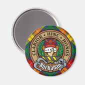 Clan Buchanan Wappen über Tartan Magnet (Vorderseite/Rückseite)