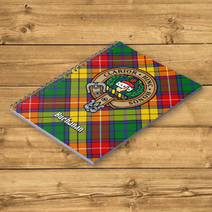 Clan Buchanan Wappen über Tartan Notizblock