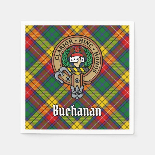 Clan Buchanan Wappen über Tartan Serviette (Vorderseite)