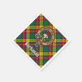 Clan Buchanan Wappen über Tartan Serviette (Ecke)