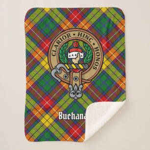 Clan Buchanan Wappen über Tartan Sherpadecke