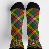 Clan Buchanan Wappen über Tartan Socken (Oben)