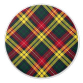 Clan Buchanan Yellow und Green Scottish Kariert Keramikknauf (Vorderseite)