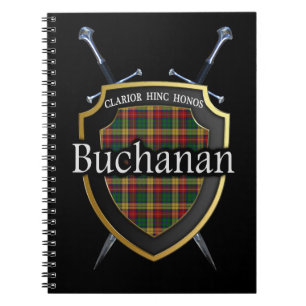 Clan-Buchanantartan-Schild u. Schwerter Notizblock