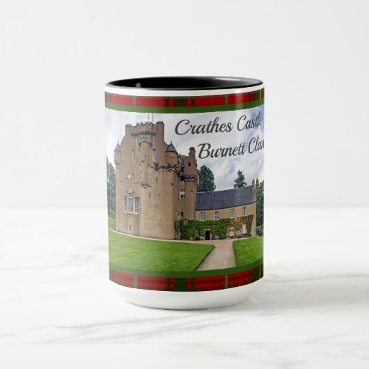 Clan Burnett Crathes Burg Tartan Foto Tasse (Zentrum)