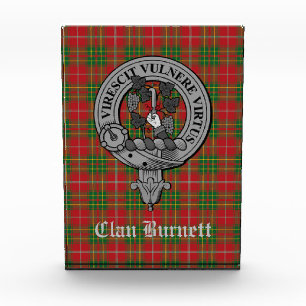 Clan Burnett Wappen Abzeichen & Tartan Acrylblock Fotoblock