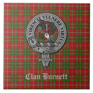 Clan Burnett Wappen Abzeichen & Tartan Fliese