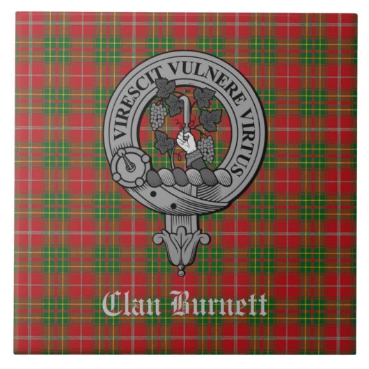 Clan Burnett Wappen Abzeichen & Tartan Fliese (Vorderseite)