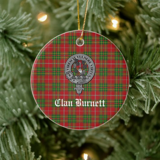 Clan Burnett Wappen Abzeichen & Tartan Keramik Ornament (Baum)