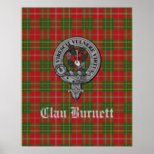 Clan Burnett Wappen Abzeichen & Tartan Poster (Vorne)