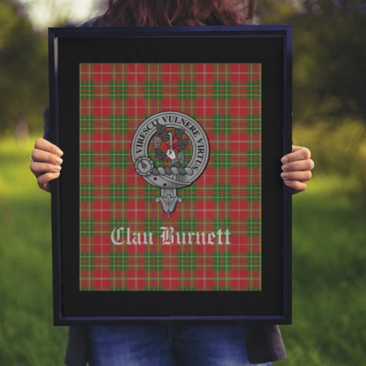 Clan Burnett Wappen Abzeichen & Tartan Poster