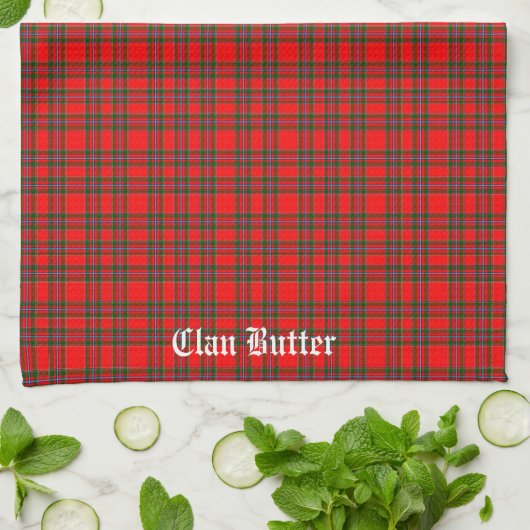 Clan Butter Tartan Personalisiert Geschirrtuch (Gefaltet)