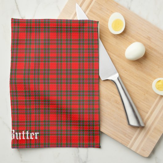 Clan Butter Tartan Personalisiert Geschirrtuch (Viertel Falte)