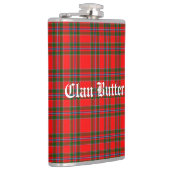 Clan Butter Tartan und benutzerdefinierter Text Flachmann (Rechts)