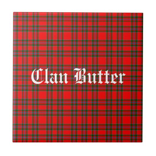 Clan Butter Tartan und benutzerdefinierter Text Fliese (Vorderseite)