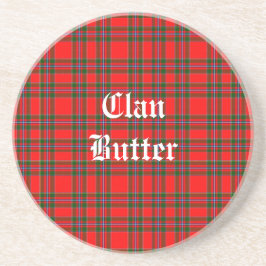 Clan Butter Tartan und benutzerdefinierter Text Getränkeuntersetzer