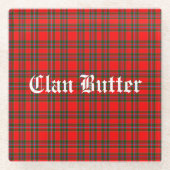 Clan Butter Tartan und benutzerdefinierter Text Glasuntersetzer (Vorderseite)