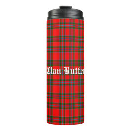 Clan Butter Tartan und benutzerdefinierter Text Thermosbecher