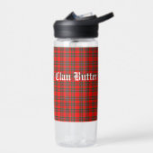Clan Butter Tartan und benutzerdefinierter Text Trinkflasche (Links)