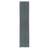 Clan Calhoun Navy Blue und Green Scottish Tartan Kurzer Tischläufer (Vorderseite)