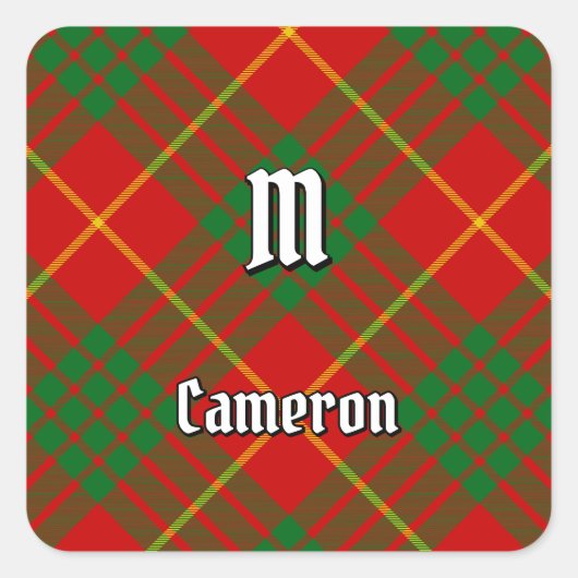 Clan Cameron Tartan Quadratischer Aufkleber (Vorderseite)