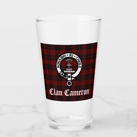 Clan Cameron Wappen Abzeichen & Tartan Glas (Vorderseite)