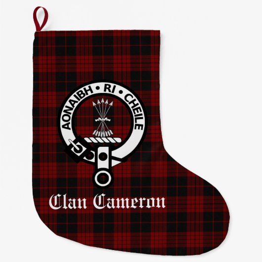 Clan Cameron Wappen Abzeichen und Tartan individue Großer Weihnachtsstrumpf (Vorderseite)