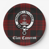Clan Cameron Wappen Abzeichen und Tartan Pappteller (Vorderseite)